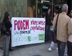 Acció de suport a Enric Duran durant la setmana de boicot als bancs