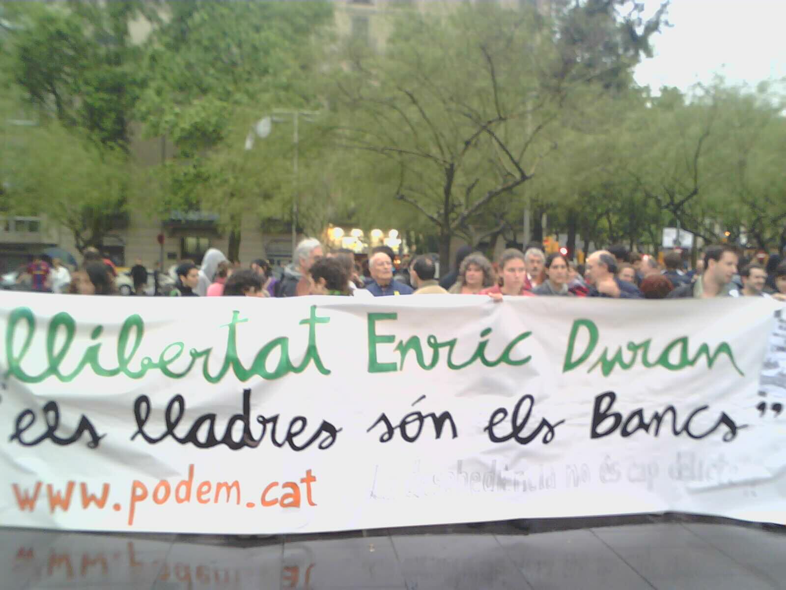 Manifestació a Barcelona per la llibertat d'Enric Duran. Foto: Sònia Bagudanch