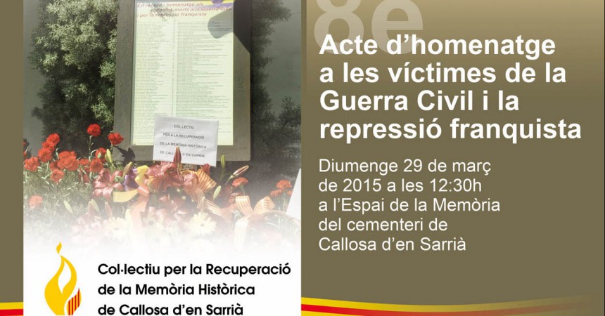 Callosa d’en Sarrià celebrà el 8è homenatge a les víctimes de la Guerra Civil i de la repressió franquista