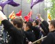 Centenars de persones en la manifestació convocada per la COS a Barcelona