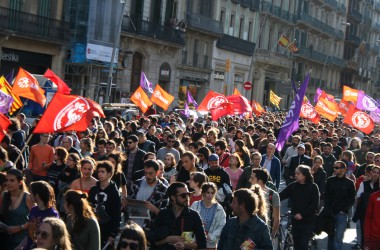 Demostració de força de l’Esquerra Independentista durant el Primer de maig a Barcelona